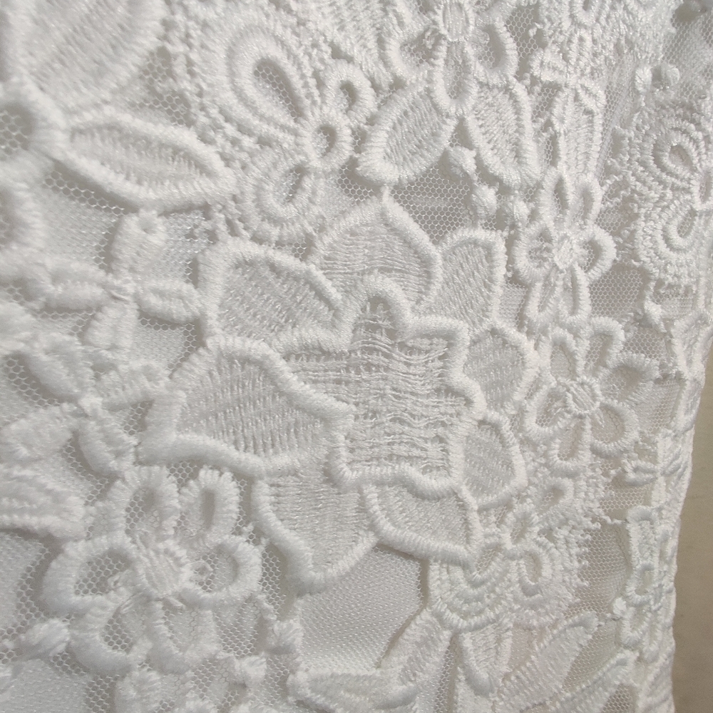 FOREVER 21 NWT Cream Knit Multicolor Floral Embroidered Off The Shoulder Dress L - Picture 14 of 16